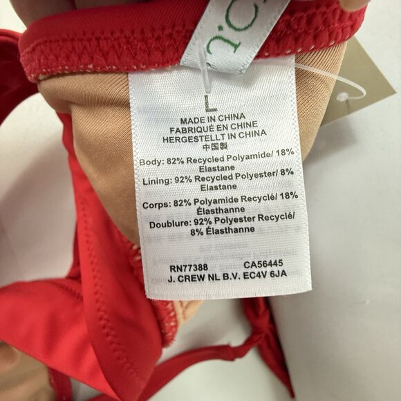 J. Crew Halter Tie-Back Bikini Top Red Size Large BY633 NWT - Picture 4 of 5